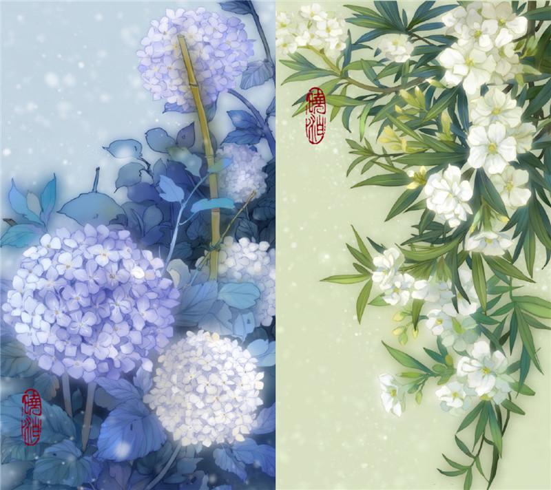 古風(fēng)圖片曉泊繪畫(huà)的花簽