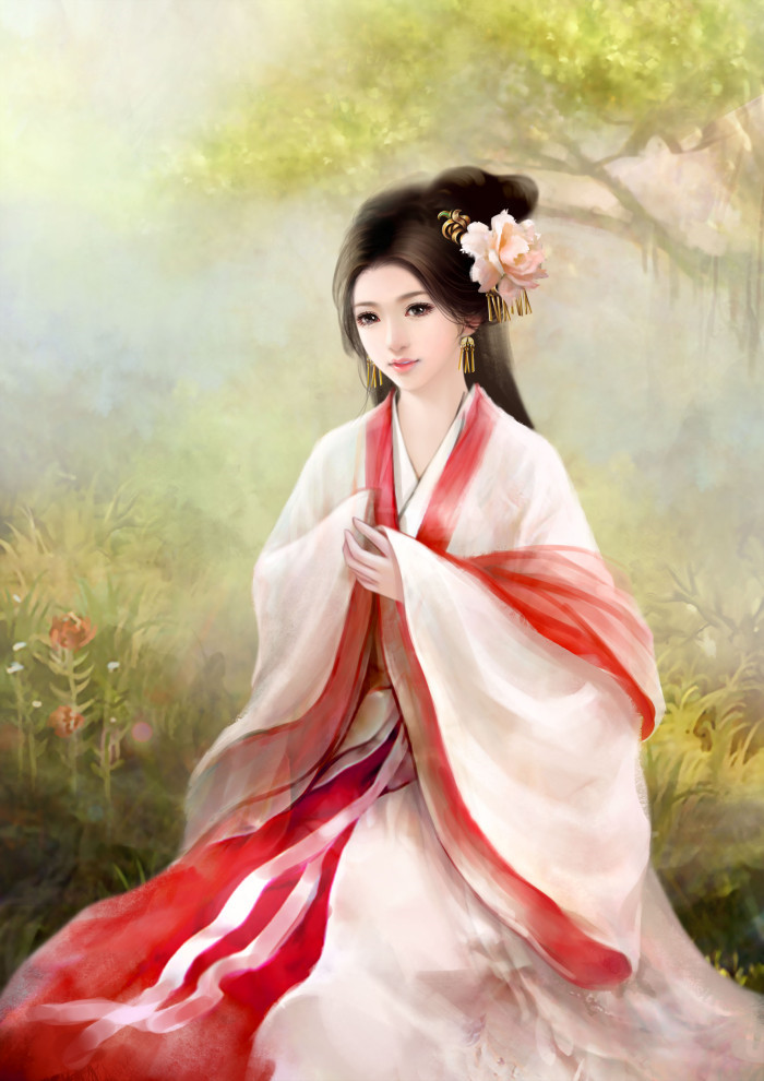 甜美可人古風美女插畫立繪圖片