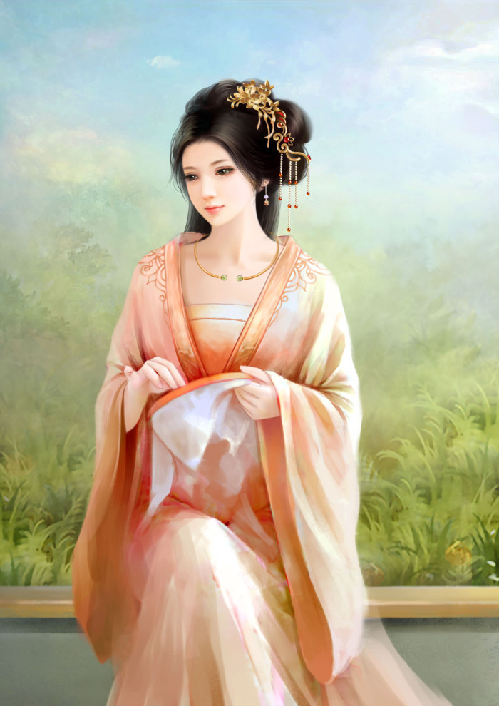 甜美可人古風(fēng)美女插畫立繪圖片