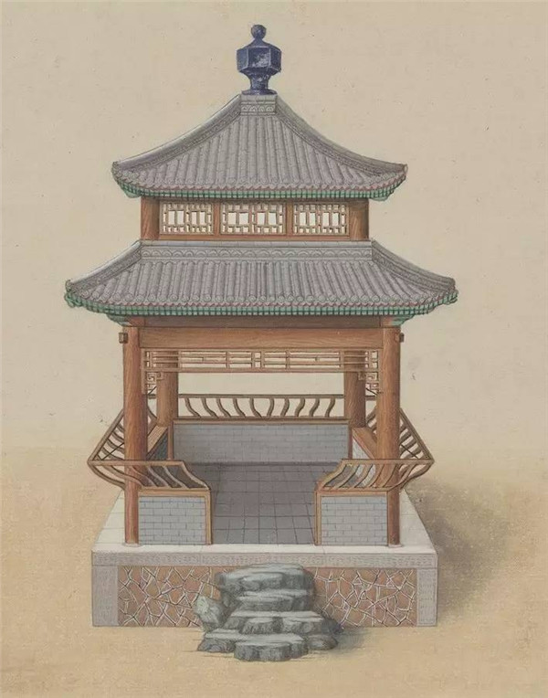 中國(guó)傳統(tǒng)建筑亭的手繪系列