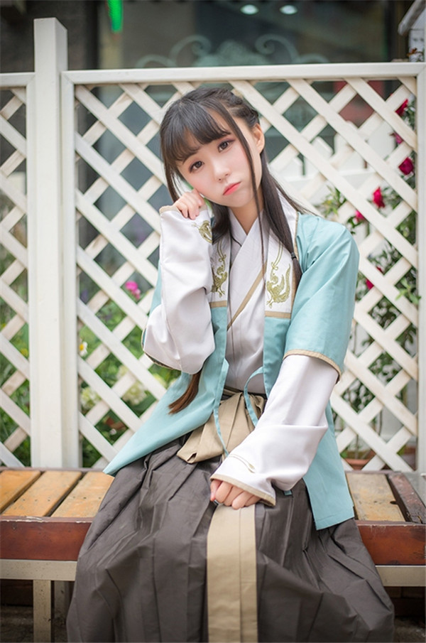 情侶漢服刺繡半臂交領襦裙