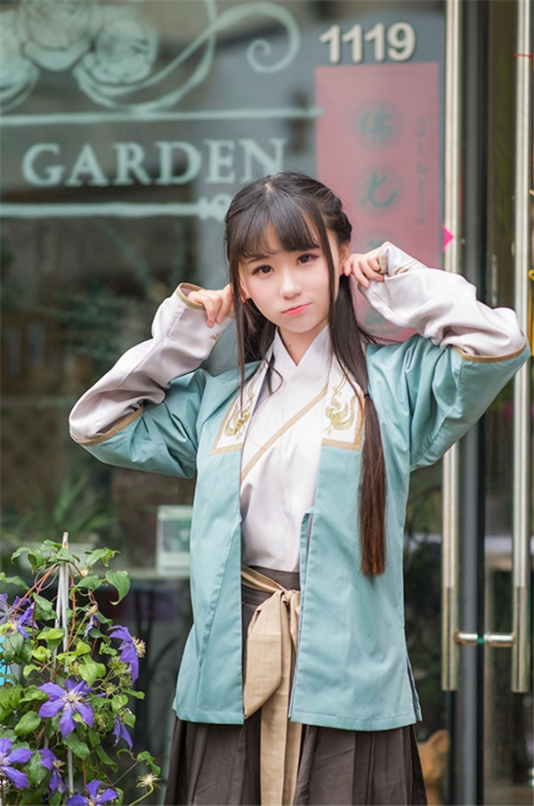 情侶漢服刺繡半臂交領襦裙