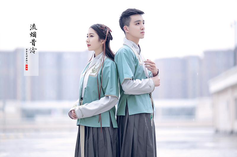 情侶漢服刺繡半臂交領襦裙