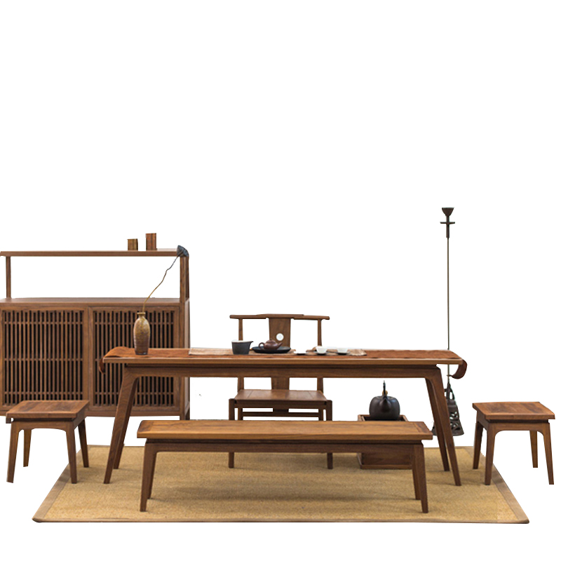 新中式實(shí)木茶桌椅組合，簡(jiǎn)約現(xiàn)代客廳禪意茶臺(tái)