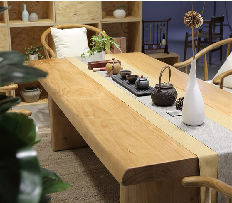 復(fù)古純實(shí)木茶桌椅組合，仿古簡約功夫茶臺(tái)