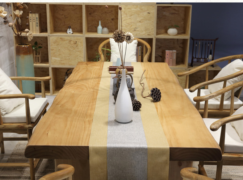 復(fù)古純實(shí)木茶桌椅組合，仿古簡約功夫茶臺(tái)