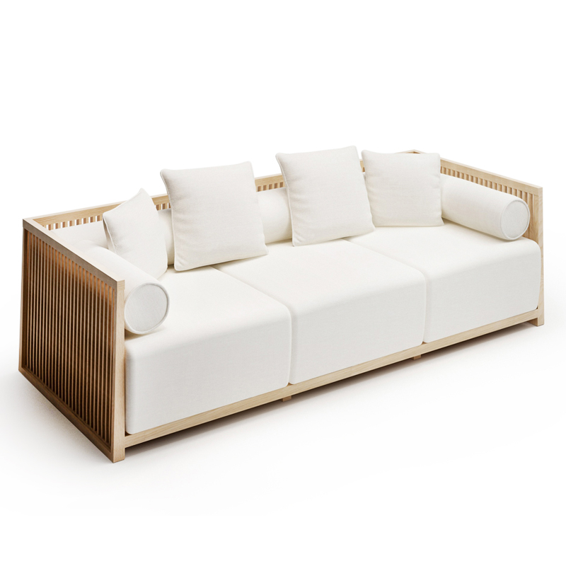 中式實(shí)木沙發(fā)組合，簡(jiǎn)約現(xiàn)代客廳布藝沙發(fā)