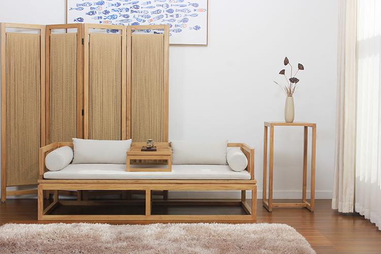 新中式老榆木羅漢床，免漆禪意床榻茶幾