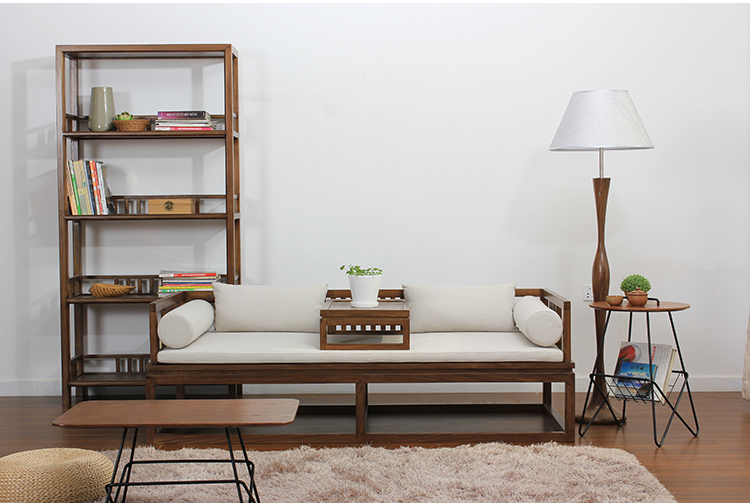 新中式老榆木羅漢床，免漆禪意床榻茶幾