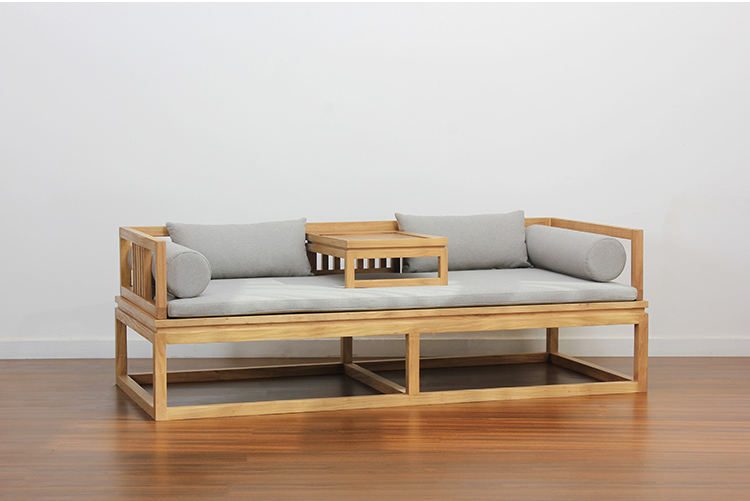 新中式老榆木羅漢床，免漆禪意床榻茶幾