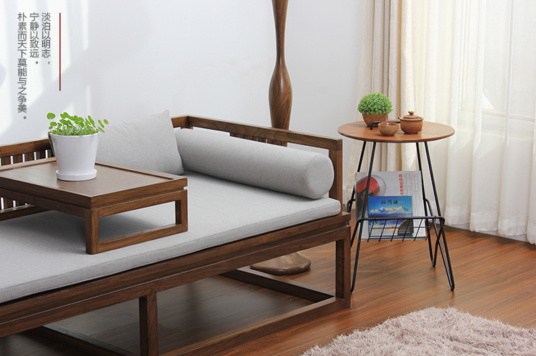 新中式老榆木羅漢床，免漆禪意床榻茶幾