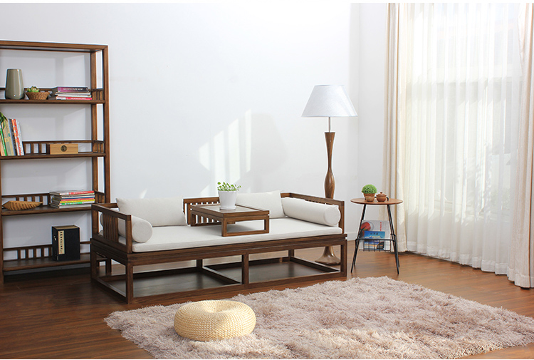 新中式老榆木羅漢床，免漆禪意床榻茶幾