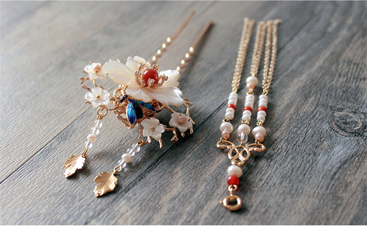 古典手工發(fā)簪，燒藍(lán)景泰藍(lán)帶流蘇發(fā)釵