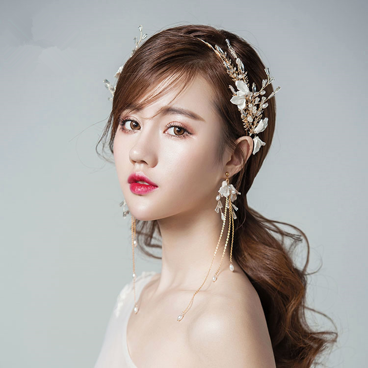 水晶頭花發(fā)箍頭飾，精美金色古典發(fā)飾
