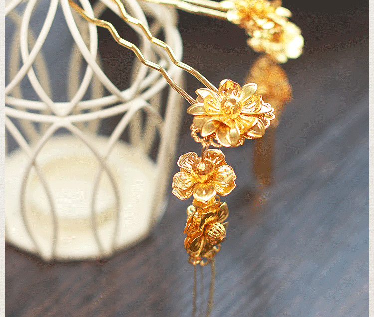 女子金色流蘇古風(fēng)頭飾，鳳冠配飾品