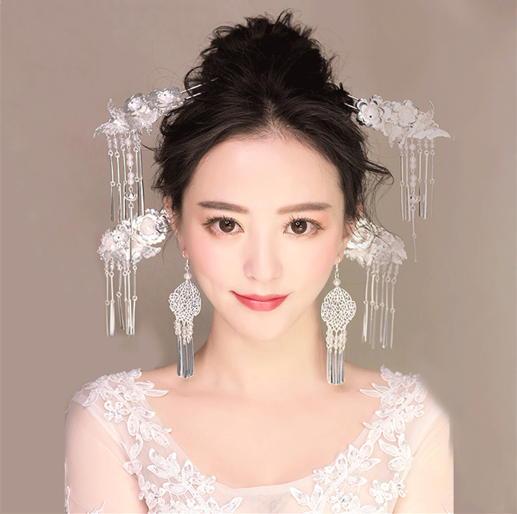 福連文苑銀白色步搖，新文藝復(fù)古發(fā)簪