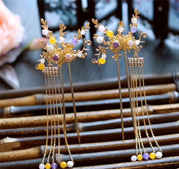 中式古典純手工發(fā)飾，婚禮頭飾蝴蝶彩珠