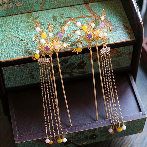 中式古典純手工發(fā)飾，婚禮頭飾蝴蝶彩珠