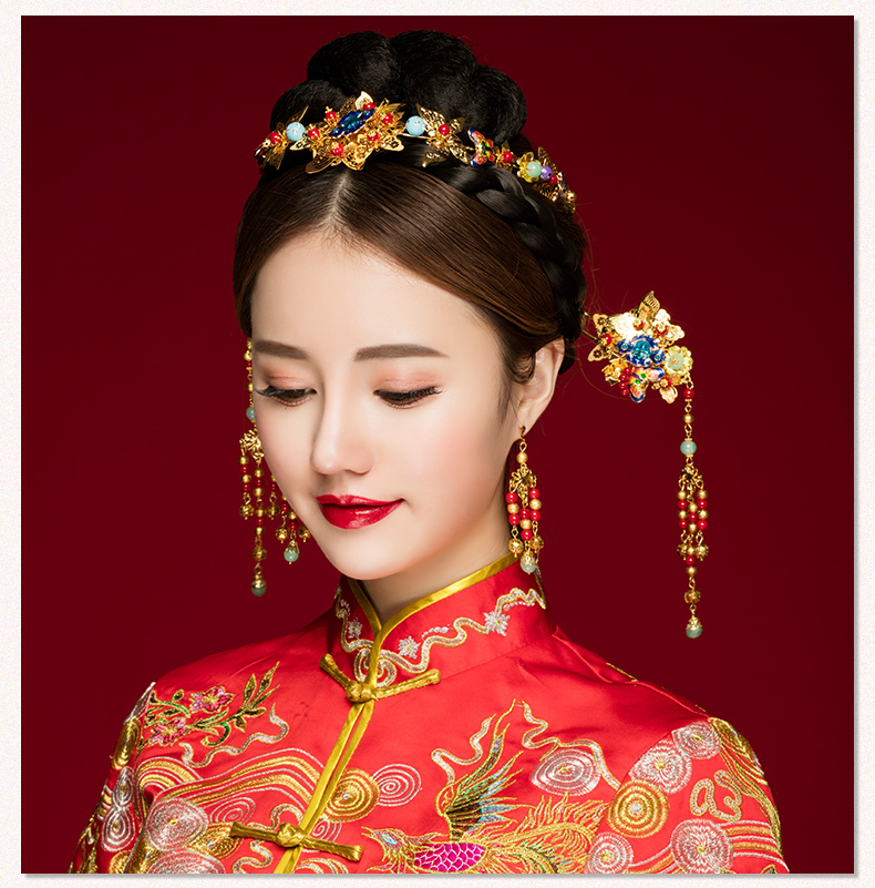 古典步搖新娘發(fā)飾，古式婚禮發(fā)簪