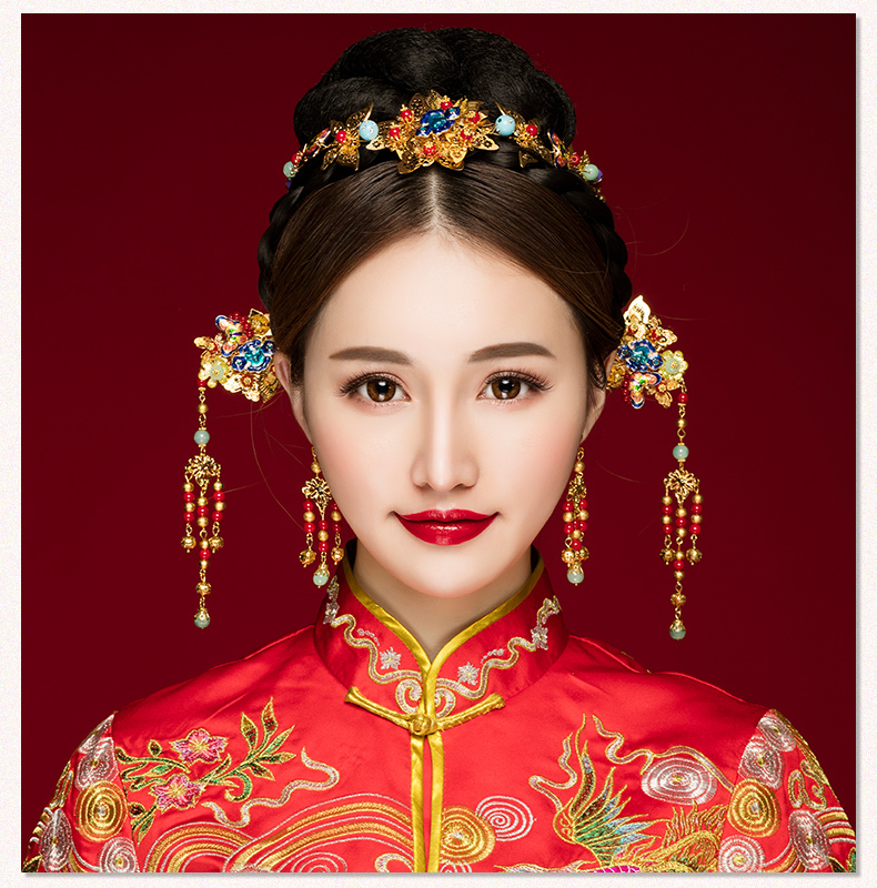 古典步搖新娘發(fā)飾，古式婚禮發(fā)簪