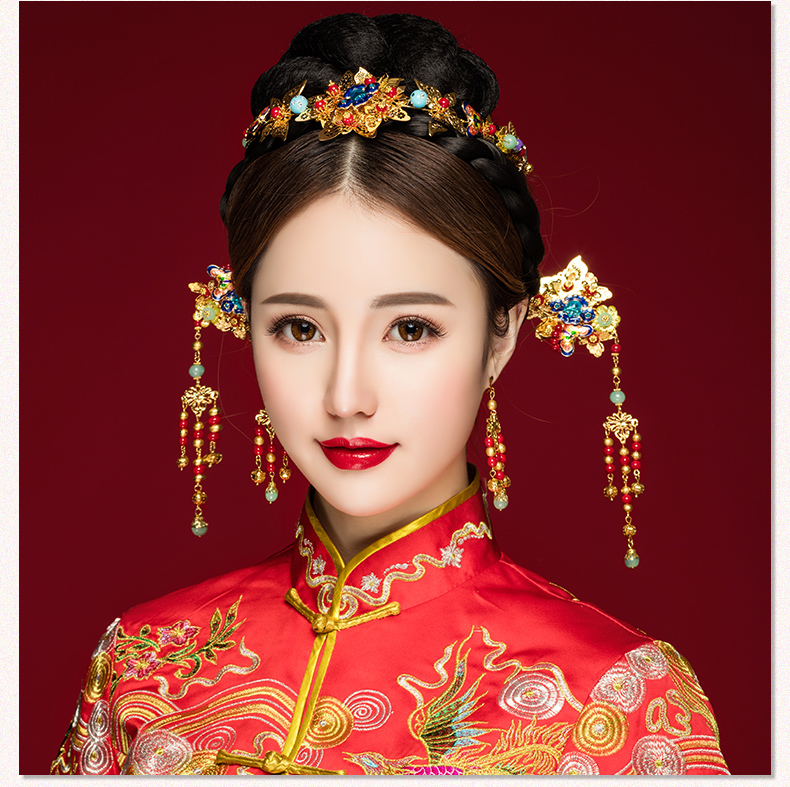 古典步搖新娘發(fā)飾，古式婚禮發(fā)簪