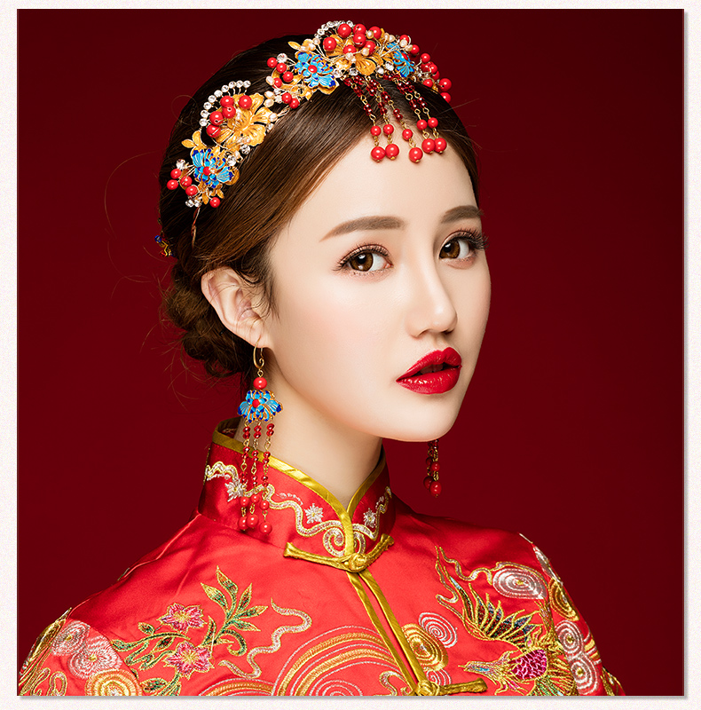 來唯美新娘古風額飾，皇冠結(jié)婚婚禮配飾