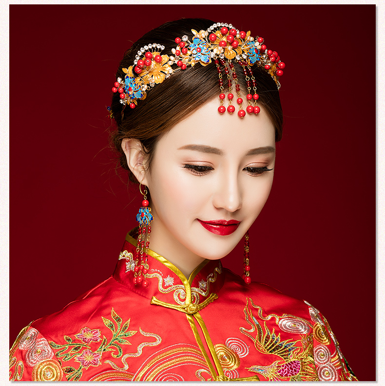 來唯美新娘古風額飾，皇冠結(jié)婚婚禮配飾