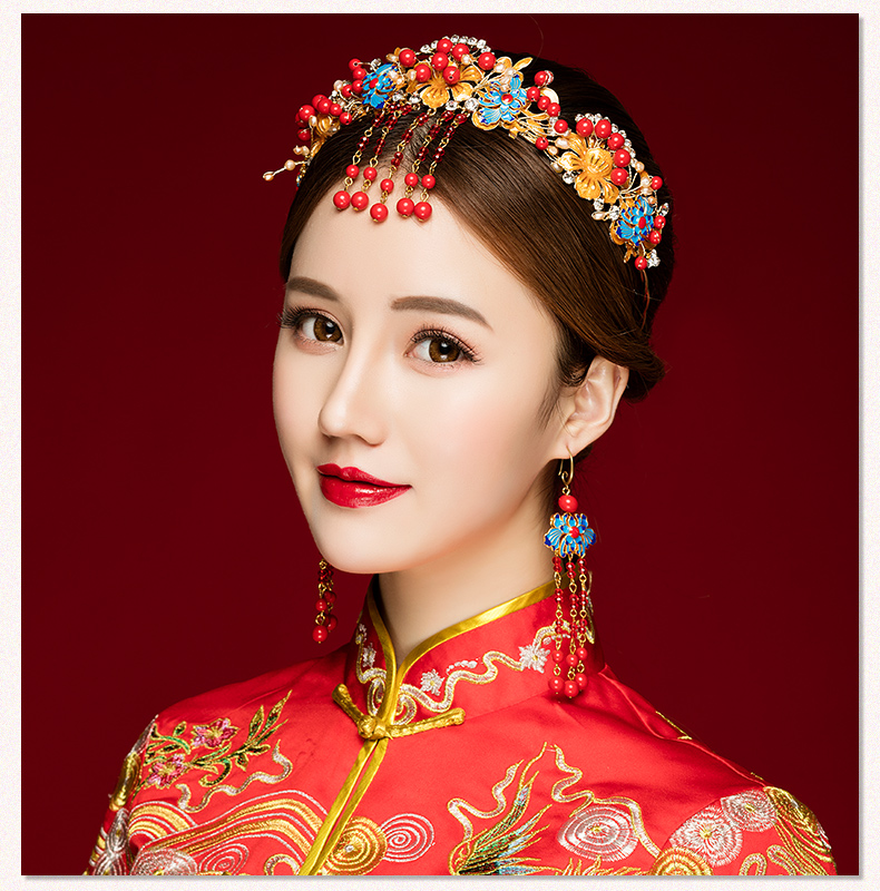 來唯美新娘古風額飾，皇冠結(jié)婚婚禮配飾