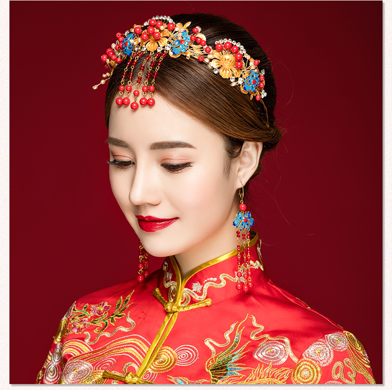 來唯美新娘古風額飾，皇冠結(jié)婚婚禮配飾