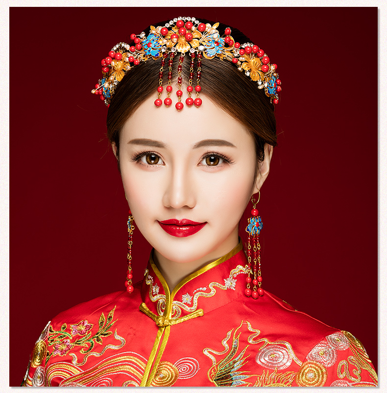 來唯美新娘古風額飾，皇冠結(jié)婚婚禮配飾