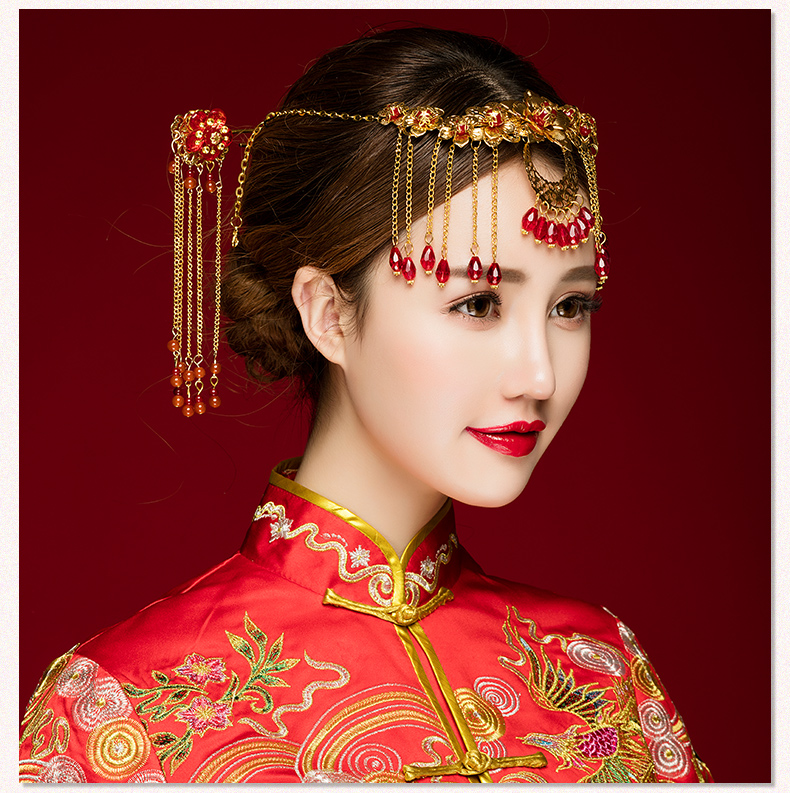 中式古典步搖額飾，優(yōu)雅高貴眉心墜