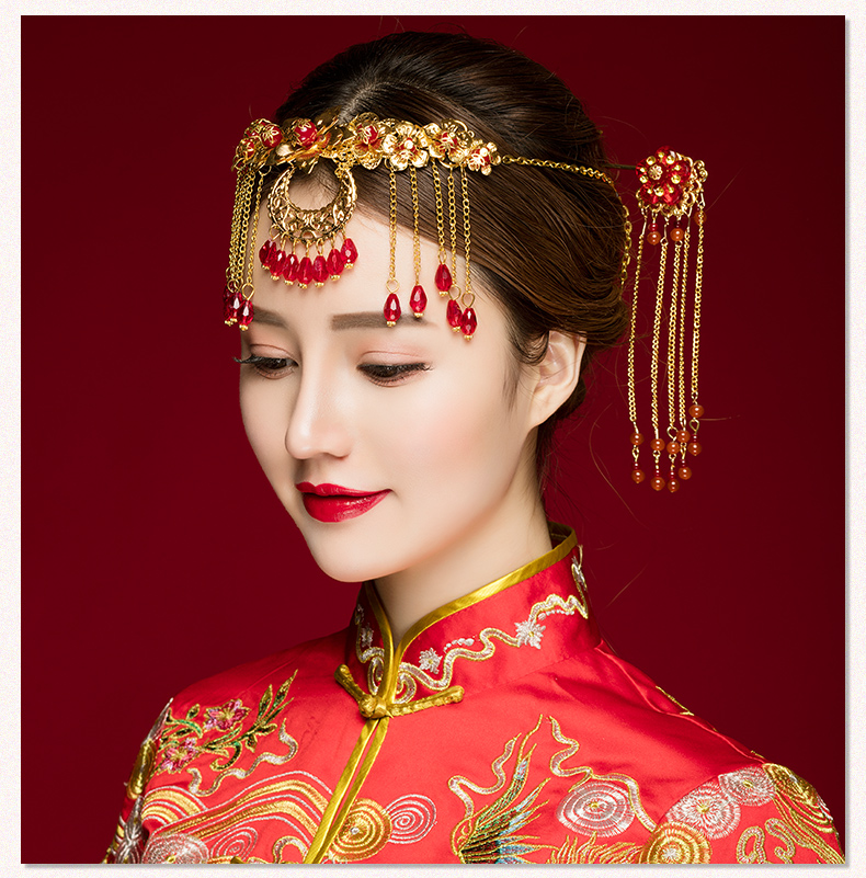 中式古典步搖額飾，優(yōu)雅高貴眉心墜