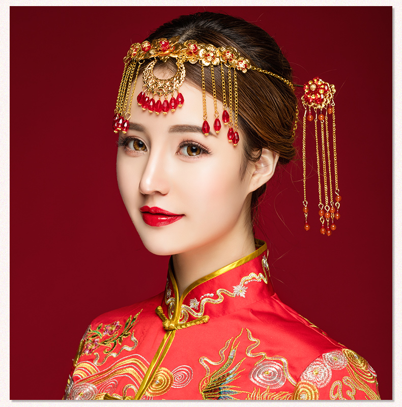 中式古典步搖額飾，優(yōu)雅高貴眉心墜