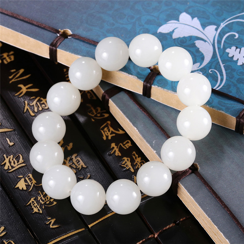 天然和田玉玉石手串，新疆白玉男女手飾