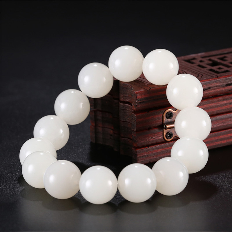 天然和田玉玉石手串，新疆白玉男女手飾