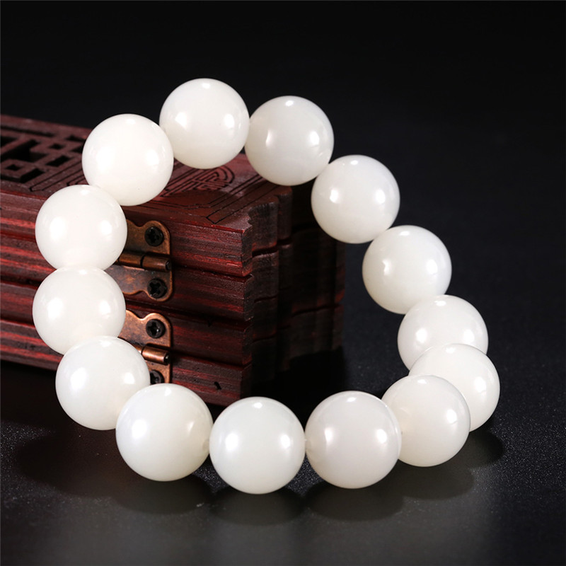天然和田玉玉石手串，新疆白玉男女手飾
