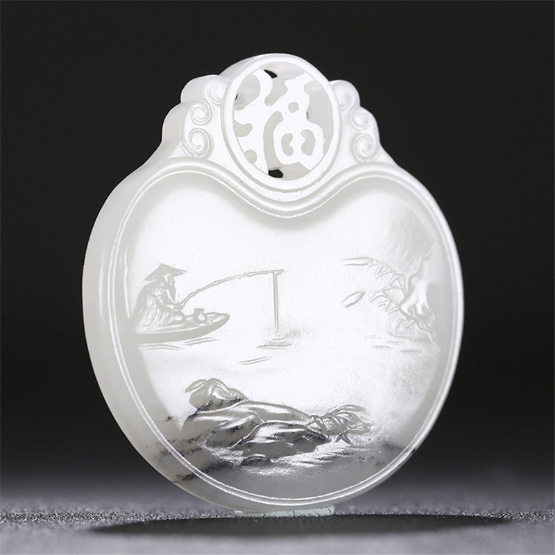 山水玉牌和田玉掛件，天然籽料玉石玉墜