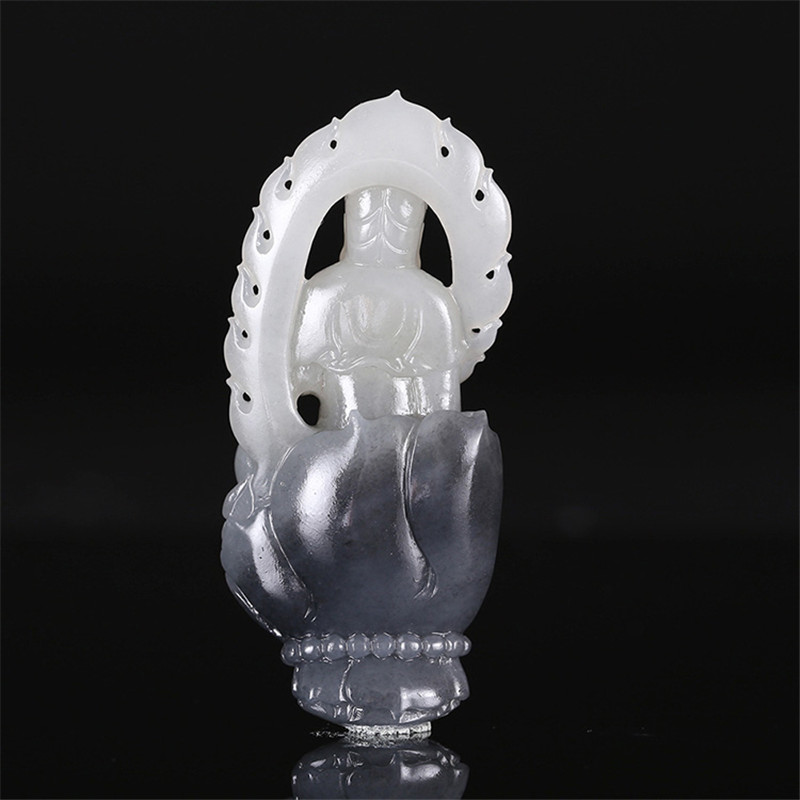 護佑之主和田玉觀音掛件，天然青花籽料掛墜。