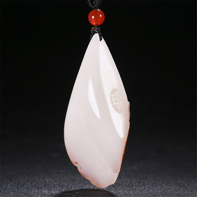 財福雙至和田玉貔貅掛墜，白玉籽料吊墜