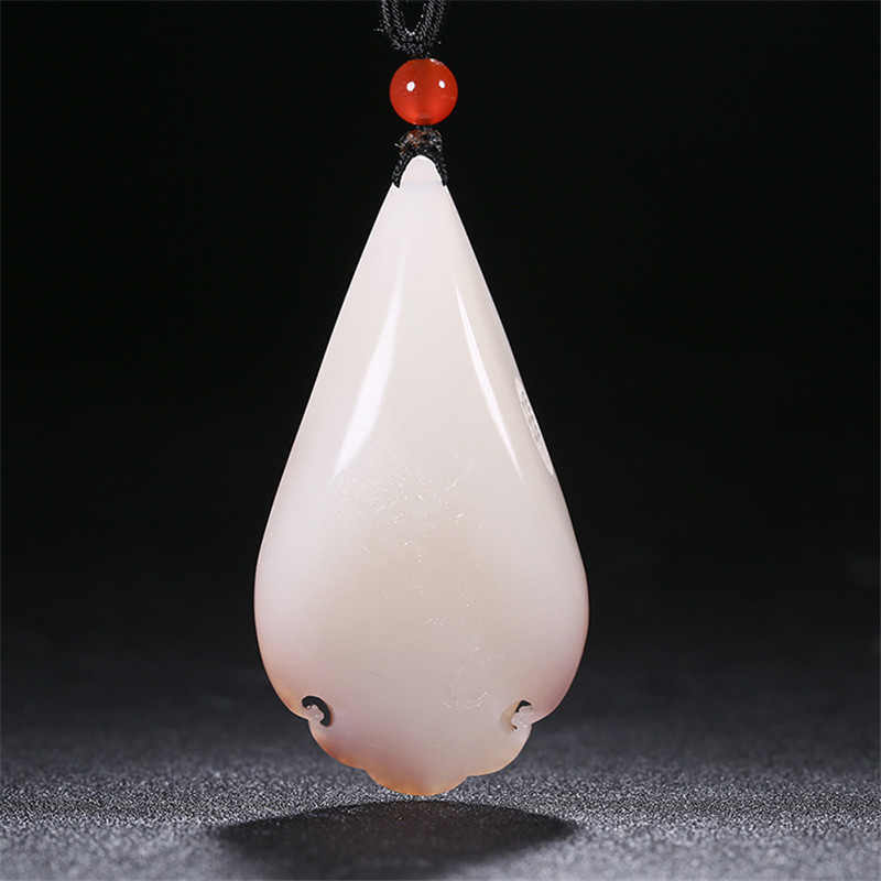 財福雙至和田玉貔貅掛墜，白玉籽料吊墜