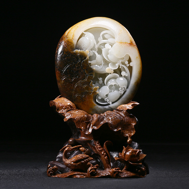 平步青云天然白玉鷺鷥擺飾，和田玉籽料真皮原