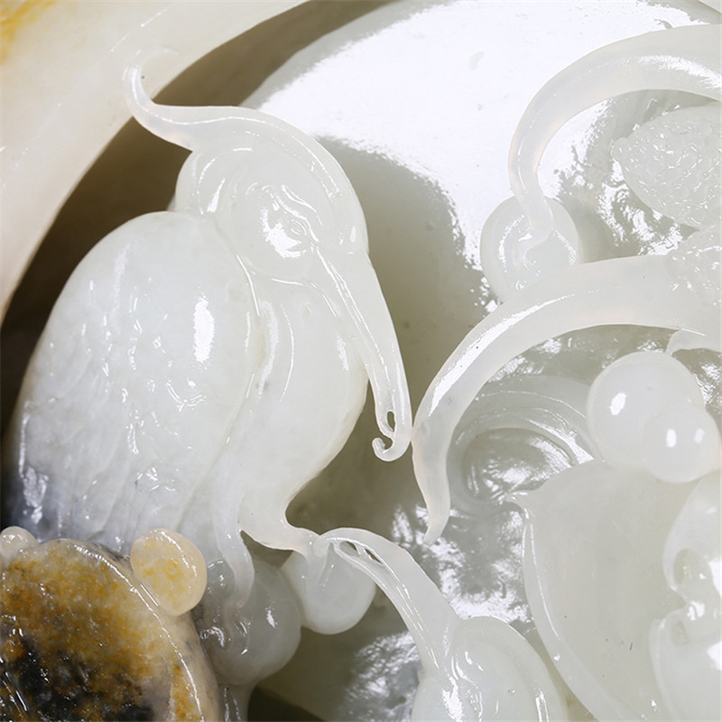 平步青云天然白玉鷺鷥擺飾，和田玉籽料真皮原