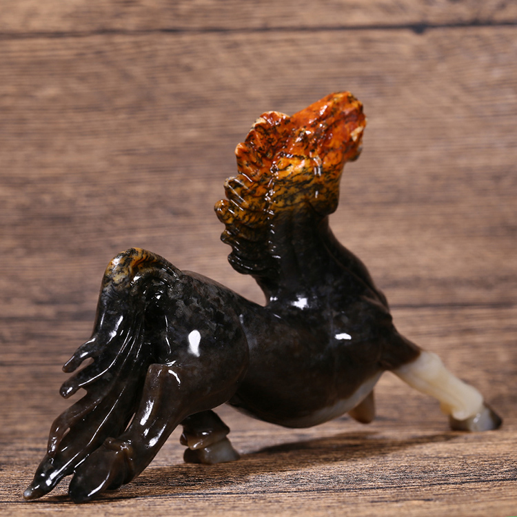 馬到功成天然和田玉手把件，玉石生肖馬擺件