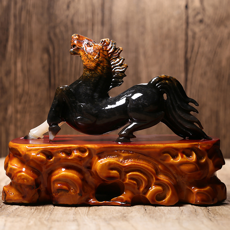 馬到功成天然和田玉手把件，玉石生肖馬擺件