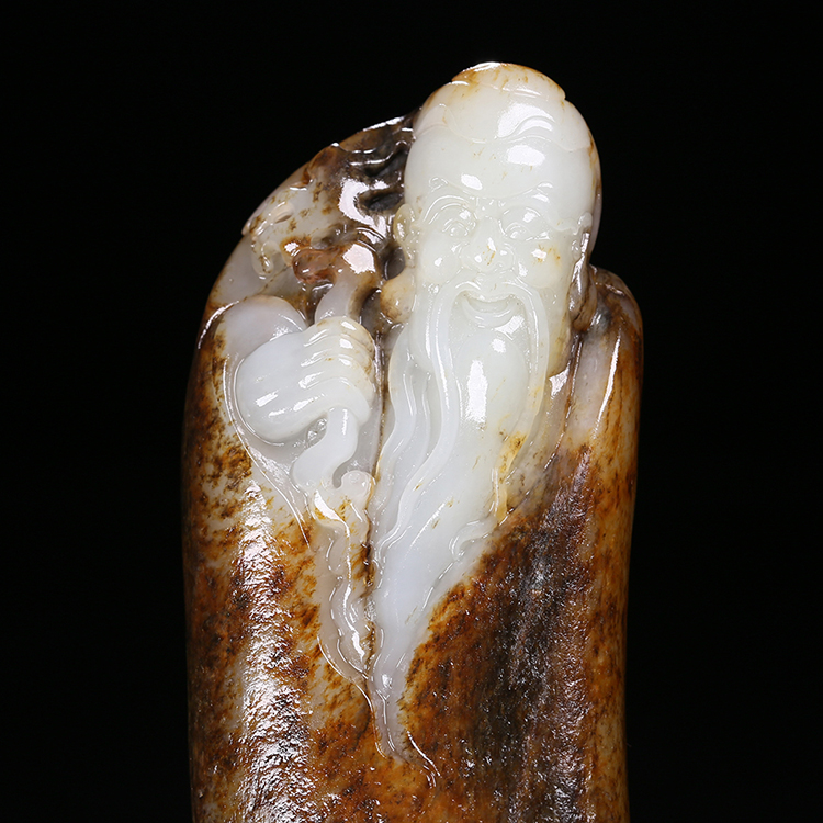 天然白玉壽星手玩件，和田玉掛件籽料