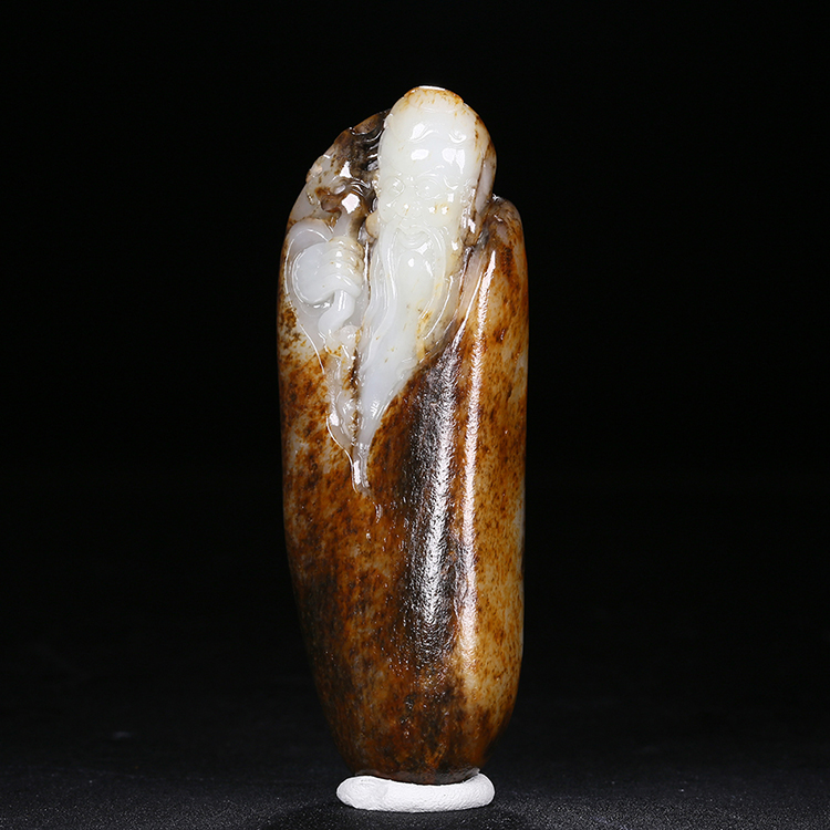 天然白玉壽星手玩件，和田玉掛件籽料