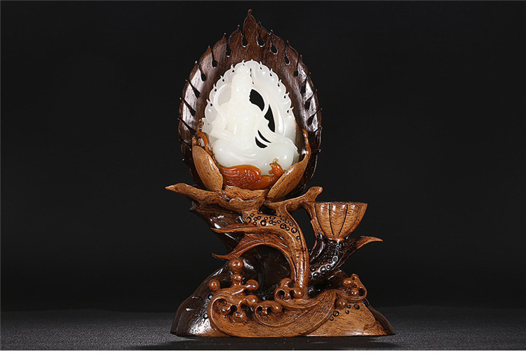 鳳拜觀音手玩件白玉把件，和田玉白玉籽料觀音