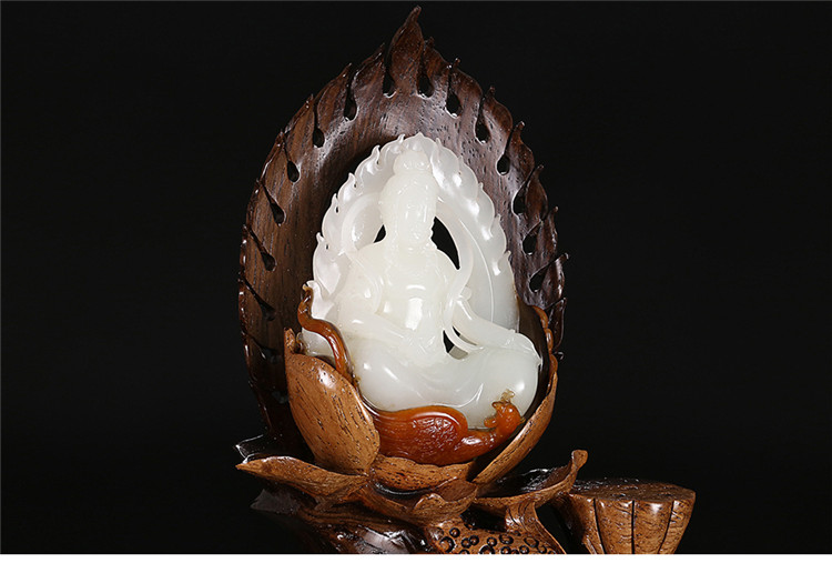 鳳拜觀音手玩件白玉把件，和田玉白玉籽料觀音