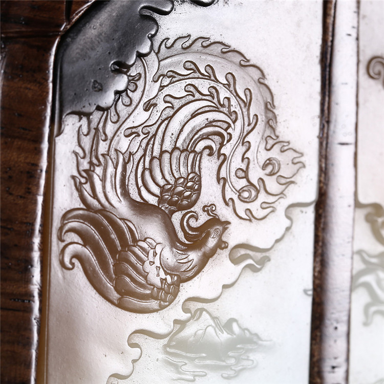 和田玉龍鳳呈現(xiàn)玉牌子，天然糖白玉蘇工擺件