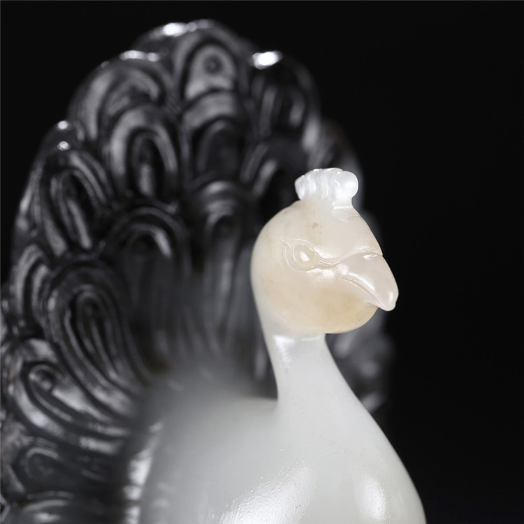 天然和田玉孔雀吊墜，白玉籽料掛件項鏈